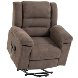 HOMCOM Oversized Riser Recliner Chair with Massage and Heat, Power Lift Recliner for Elderly with Wide Seat and Back, Brown - thumbnail 1