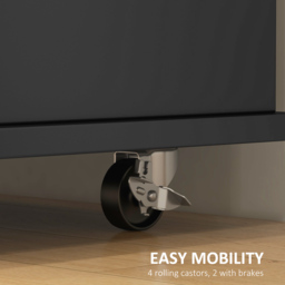 HOMCOM Kitchen Island with Drop Leaf, Rolling Kitchen Storage Trolley on Wheels with 3 Drawers, Black - thumbnail 7