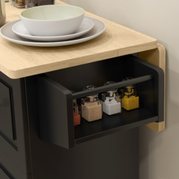 HOMCOM Kitchen Island with Drop Leaf, Rolling Kitchen Storage Trolley on Wheels with 3 Drawers, Black - thumbnail 9
