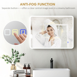 HOMCOM 60 x 80 cm Backlit Illuminated Bathroom Mirror with LED Lights and Bluetooth - Silver Tone - thumbnail 7