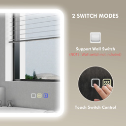 HOMCOM 60 x 80 cm Backlit Illuminated Bathroom Mirror with LED Lights and Bluetooth - Silver Tone - thumbnail 9