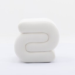 S-Shape Pouffe Footstool with No Assembly Required, Easy maintenance, Vanity Wavy Stool for Bedroom, Living Room, 50×46×46 cm, Ivory - Aosom UK - thumbnail 7