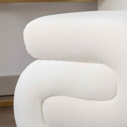 S-Shape Pouffe Footstool with No Assembly Required, Easy maintenance, Vanity Wavy Stool for Bedroom, Living Room, 50×46×46 cm, Ivory - Aosom UK - thumbnail 5