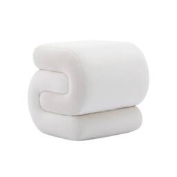S-Shape Pouffe Footstool with No Assembly Required, Easy maintenance, Vanity Wavy Stool for Bedroom, Living Room, 50×46×46 cm, Ivory - Aosom UK - thumbnail 2