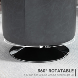 HOMCOM 360 Swivel Foot Stool, Round Ottoman with Thick Sponge Padding, Solid Steel Base, Grey - Aosom UK - thumbnail 4