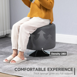 HOMCOM 360 Swivel Foot Stool, Round Ottoman with Thick Sponge Padding, Solid Steel Base, Grey - Aosom UK - thumbnail 7