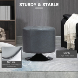 HOMCOM 360 Swivel Foot Stool, Round Ottoman with Thick Sponge Padding, Solid Steel Base, Grey - Aosom UK - thumbnail 6