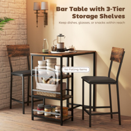 HOMCOM Three-Piece Compact Bar Table Set - Brown/Black - thumbnail 4