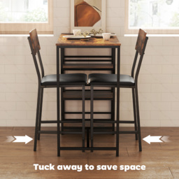 HOMCOM Three-Piece Compact Bar Table Set - Brown/Black - thumbnail 6