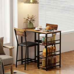 HOMCOM Three-Piece Compact Bar Table Set - Brown/Black - thumbnail 8