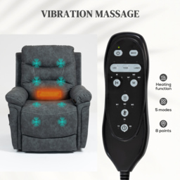 HOMCOM Power Lift Recliner Chair with Vibration Massage, Heat, USB - Grey - thumbnail 5