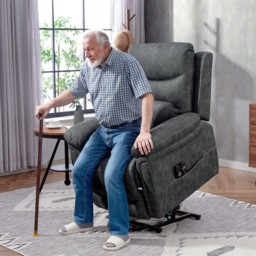 HOMCOM Power Lift Recliner Chair with Vibration Massage, Heat, USB - Grey - thumbnail 2