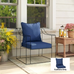 Outsunny Seat and Back Padded Cushion Set, CUSHION ONLY - Dark Blue - thumbnail 2