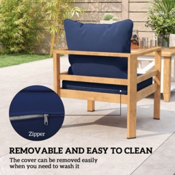 Outsunny Seat and Back Padded Cushion Set, CUSHION ONLY - Dark Blue - thumbnail 7