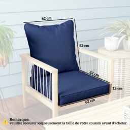 Outsunny Seat and Back Padded Cushion Set, CUSHION ONLY - Dark Blue - thumbnail 3