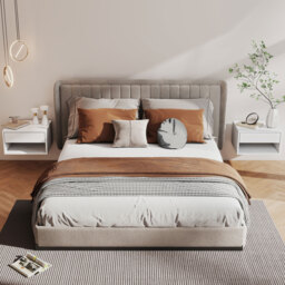 HOMCOM Set of Two Floating Bedside Tables - White - thumbnail 2