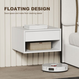 HOMCOM Set of Two Floating Bedside Tables - White - thumbnail 5