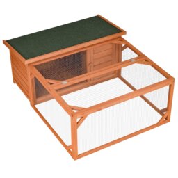 PawHut Guinea Pigs Hutches Small Animal House Off-ground Ferret Bunny Cage Backyard w/ Openable Main House & Run Roof 125.5 x 100 x 49cm - Aosom UK - thumbnail 2