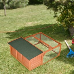 PawHut Guinea Pigs Hutches Small Animal House Off-ground Ferret Bunny Cage Backyard w/ Openable Main House & Run Roof 125.5 x 100 x 49cm - Aosom UK - thumbnail 9