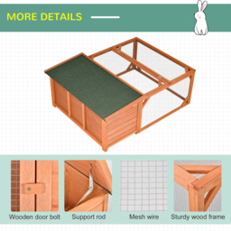 PawHut Guinea Pigs Hutches Small Animal House Off-ground Ferret Bunny Cage Backyard w/ Openable Main House & Run Roof 125.5 x 100 x 49cm - Aosom UK - thumbnail 6