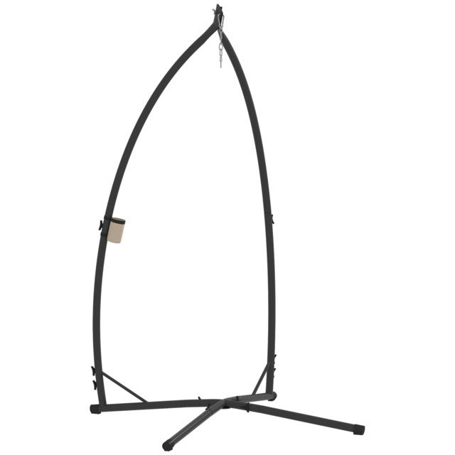 Outsunny Hammock Chair Stand Only, Hanging Chair Stand with X-Shape Base, Heavy Duty Steel Single Hammock Egg Swing Frame for Indoor Outdoor, Black - image 1