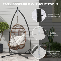 Outsunny Hammock Chair Stand Only, Hanging Chair Stand with X-Shape Base, Heavy Duty Steel Single Hammock Egg Swing Frame for Indoor Outdoor, Black - thumbnail 8