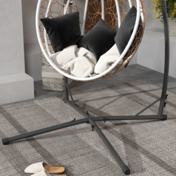 Outsunny Hammock Chair Stand Only, Hanging Chair Stand with X-Shape Base, Heavy Duty Steel Single Hammock Egg Swing Frame for Indoor Outdoor, Black - thumbnail 9