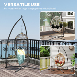Outsunny Hammock Chair Stand Only, Hanging Chair Stand with X-Shape Base, Heavy Duty Steel Single Hammock Egg Swing Frame for Indoor Outdoor, Black - thumbnail 4