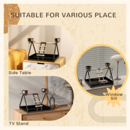 PawHut Bird Play Stand, Portable Training Playground, with Wood Perch, Ladder, Feeding Cups, for Parrots, Macaws, Conures - Aosom UK - thumbnail 4