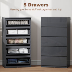 HOMCOM Chest of Drawers, 5-Drawer Storage Cabinets, Modern Dresser, Storage Drawer Unit for Bedroom - thumbnail 4