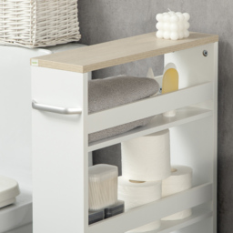 kleankin Storage Cart, 4-Tier Compact Storage Trolley on Wheels and Handle, 48W x 15D x 80H cm, White - thumbnail 9