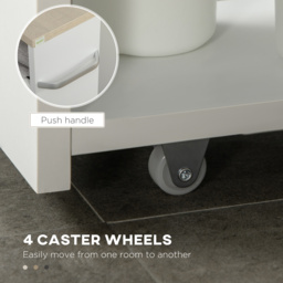 kleankin Storage Cart, 4-Tier Compact Storage Trolley on Wheels and Handle, 48W x 15D x 80H cm, White - thumbnail 5