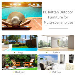 Outsunny Garden Patio Rattan Wicker Folding Sun Lounger Recliner Bed Chair with Cushion for Outdoor, Mixed Brown, White - thumbnail 5