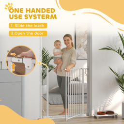 PawHut Extra Wide Dog Gate, with Door Pressure, for Doorways, Hallways, Staircases - White - thumbnail 5