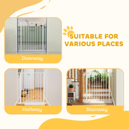 PawHut Extra Wide Dog Gate, with Door Pressure, for Doorways, Hallways, Staircases - White - thumbnail 7