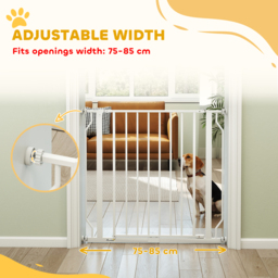 PawHut Extra Wide Dog Gate, with Door Pressure, for Doorways, Hallways, Staircases - White - thumbnail 4