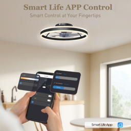 HOMCOM Ceiling Fan with Light and Remote, LED Mount Ceiling Fan with 3 Colour Temperatures, 6 Speed, 50 cm, Black - thumbnail 4