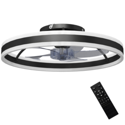 HOMCOM Ceiling Fan with Light and Remote, LED Mount Ceiling Fan with 3 Colour Temperatures, 6 Speed, 50 cm, Black - thumbnail 1