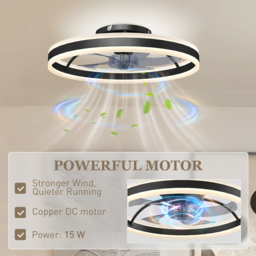 HOMCOM Ceiling Fan with Light and Remote, LED Mount Ceiling Fan with 3 Colour Temperatures, 6 Speed, 50 cm, Black - thumbnail 7