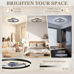 HOMCOM Ceiling Fan with Light and Remote, LED Mount Ceiling Fan with 3 Colour Temperatures, 6 Speed, 50 cm, Black - thumbnail 5