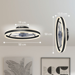 HOMCOM Ceiling Fan with Light and Remote, LED Mount Ceiling Fan with 3 Colour Temperatures, 6 Speed, 50 cm, Black - thumbnail 3