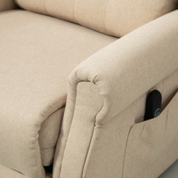 HOMCOM Power Lift Recliner Chair, Wingback Button Tufted Electric Lift Chair for Elderly, Fabric Riser and Reclining Armchair, Cat Scratch Resistant, Beige - thumbnail 9