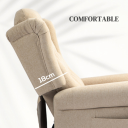 HOMCOM Power Lift Recliner Chair, Wingback Button Tufted Electric Lift Chair for Elderly, Fabric Riser and Reclining Armchair, Cat Scratch Resistant, Beige - thumbnail 6