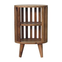 Ariella Solid Mango Wood Bedside Table with 2 Open Shelves, Desk with Hand‑Finished Minimalist Scandi‑Style Legs, 26L x 36W x 55H cm, Brown - Aosom UK - thumbnail 2