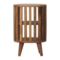 Ariella Solid Mango Wood Bedside Table with 2 Open Shelves, Desk with Hand‑Finished Minimalist Scandi‑Style Legs, 26L x 36W x 55H cm, Brown - Aosom UK - thumbnail 6