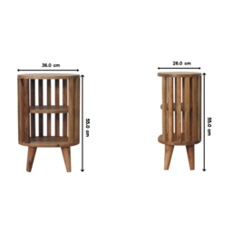 Ariella Solid Mango Wood Bedside Table with 2 Open Shelves, Desk with Hand‑Finished Minimalist Scandi‑Style Legs, 26L x 36W x 55H cm, Brown - Aosom UK - thumbnail 3