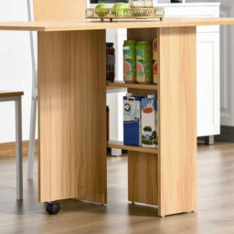HOMCOM Folding Dining Table, Drop Leaf Table for Small Spaces, Foldable Rectangular Tabletop with Storage Shelves for Kitchen, Dining Room, Teak - thumbnail 7