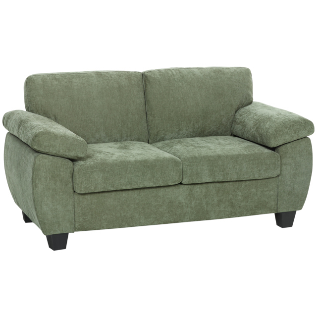 HOMCOM 2 Seater Sofa, 156cm Chenille Loveseat Sofa, Dark Green - image 1
