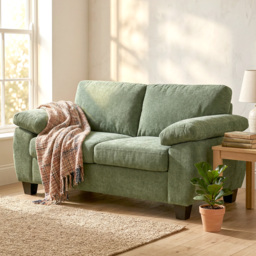 HOMCOM 2 Seater Sofa, 156cm Chenille Loveseat Sofa, Dark Green - thumbnail 8