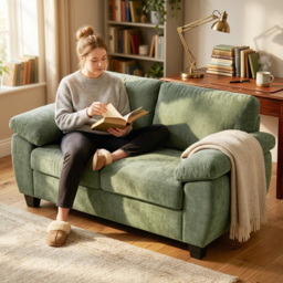 HOMCOM 2 Seater Sofa, 156cm Chenille Loveseat Sofa, Dark Green - thumbnail 7